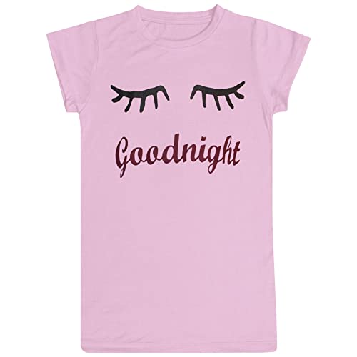 A2Z 4 Kids Girls Night Dress Nightgown Sleepwear Short Sleeve - Nightie 154 Baby Pink 7-8
