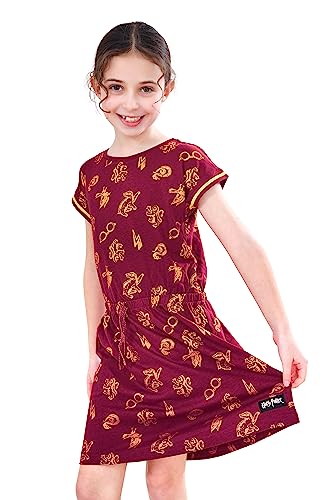 Harry Potter Dress | 100% Cotton Girls Summer Dress | Hogwarts Girls’ Dresses Red Age 10 to 11 Years