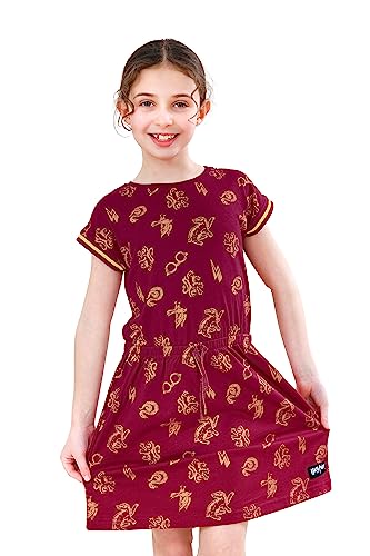 Harry Potter Dress | 100% Cotton Girls Summer Dress | Hogwarts Girls’ Dresses Red Age 10 to 11 Years