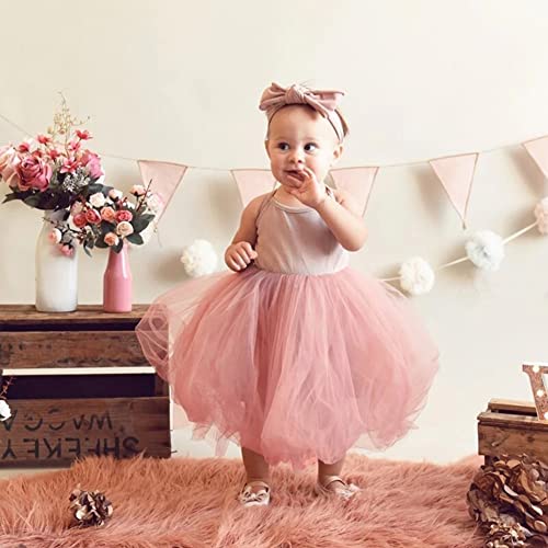 imKutie Baby Girl Tutu Dress Toddler Kids Sleeveless Fluffy Tulle Princess Dresses for 0-6Years Dusty Pink