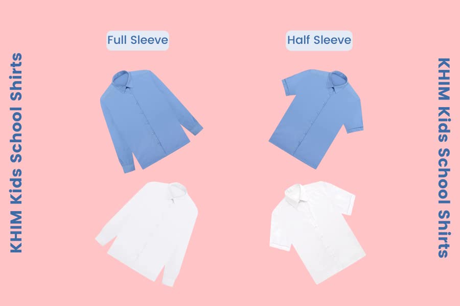 Kids Girls Full Sleeve Half Sleeve School Shirts Plain White Blue Dress Shirts Age 5 to 14 Years
