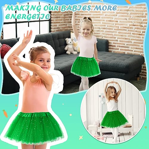 Girls Tutu Skirt with Stars Sequin, Little Girls 3 Layers Tutu Skirt Kids Colorful Party Princess Dance Tutu Princess Dress Ballet Skirt (Green)