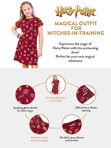 Harry Potter Dress | 100% Cotton Girls Summer Dress | Hogwarts Girls’ Dresses Red Age 10 to 11 Years