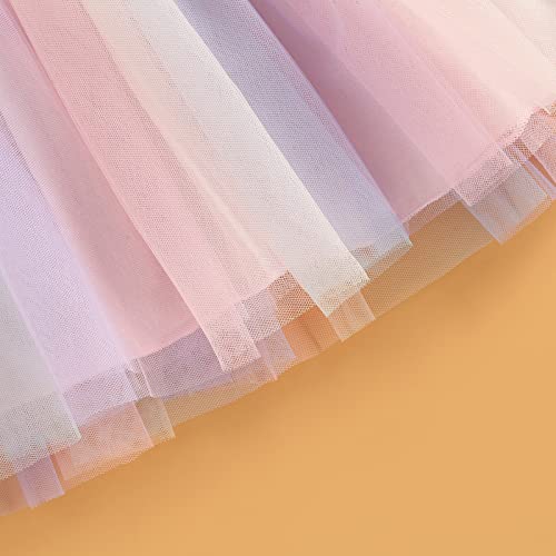 1-5 Years Toddler Kids Girls Princess Tulle Dress Sleeveless Bowknot Rainbow Wedding Dress Party Pageant Dress Summer Sundress for Baby Girl (Pink, 2-3T)