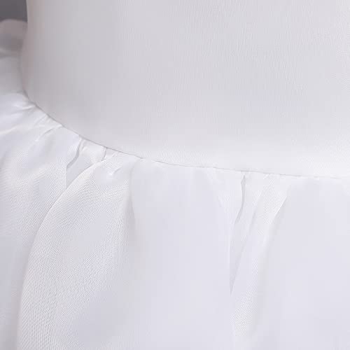 M MUNCASO Girls Party Dress, V Backless Puff Short Sleeves, Ruffle Hem Dresses Up for Wedding Dinner Birthday Occasion, 2-8 Years (White, for Height, 90cm/35.4in)