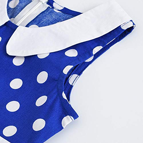 Kids 'Audrey' Vintage 50's Girls Dress Polka Dot Retro Floral Print Skater Rockabilly A Line Swing Party Dresses for Wedding Brithday Christmas Cocktail Evening Prom Blue 9-10 Years