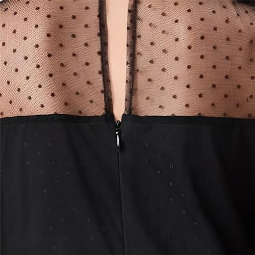 OFIMAN Girls Dress for Kids Casual Dresses for Girl Long Sleeve Mesh Party Dress High Waist A-Line Black (Black, 6-7 Years)