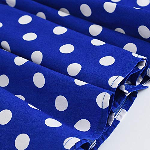 Kids 'Audrey' Vintage 50's Girls Dress Polka Dot Retro Floral Print Skater Rockabilly A Line Swing Party Dresses for Wedding Brithday Christmas Cocktail Evening Prom Blue 9-10 Years