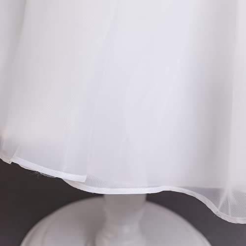 M MUNCASO Girls Party Dress, V Backless Puff Short Sleeves, Ruffle Hem Dresses Up for Wedding Dinner Birthday Occasion, 2-8 Years (White, for Height, 90cm/35.4in)