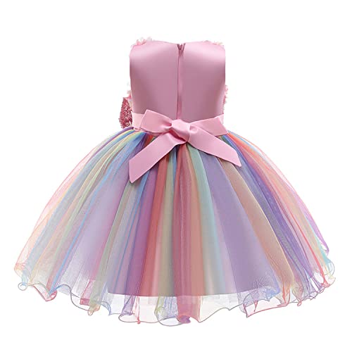 Girls Party Dress Sequin Bow Prom Wedding Flower Girls Dress Tulle Birthday Princess Kids Dress for 2-9 Years