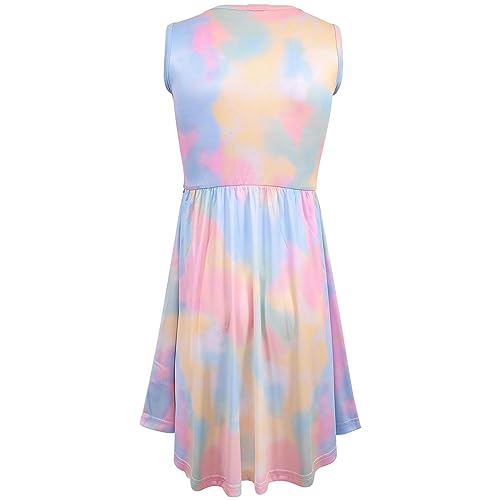 A2Z 4 Kids Girls Childrens Rainbow - Tie Dye 254 Skater Dress Rainbow._11-12