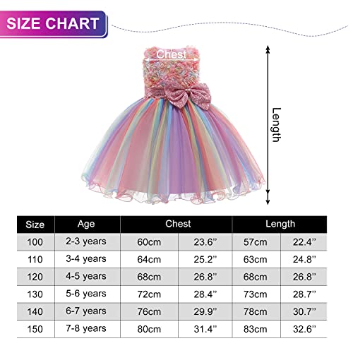 Girls Party Dress Sequin Bow Prom Wedding Flower Girls Dress Tulle Birthday Princess Kids Dress for 2-9 Years