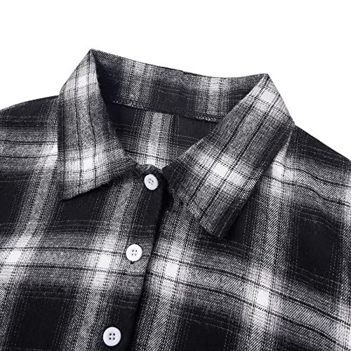 Kids Girl 2 Piece Outfits Teen Girls Sleeveless Bodycon Dress with Crop Jacket Costume Children Plaid Long Sleeve Tops Shirts + Cami Short Dress Set Clothes