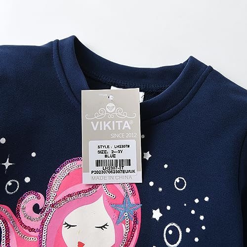 VIKITA Little Girls Dresses Casual Cute Animal Print Kids Clothing Lh2307 5-6Y