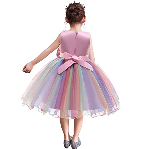 Girls Party Dress Sequin Bow Prom Wedding Flower Girls Dress Tulle Birthday Princess Kids Dress for 2-9 Years