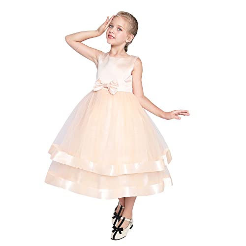 Sunny Fashion Girls Dress Sleeveless Champagne Ball Gown Wedding Party Pageant Age 6 Years
