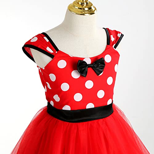 WIOLETA Girls Fancy Dress Polka Dot Costume with Mouse Ears Headband Mouse Dress Up Kids Mini Mouse Dress Up For Girls Child Birthday Dresses/Halloween Cosplay (100)