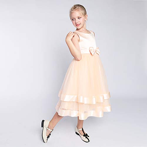 Sunny Fashion Girls Dress Sleeveless Champagne Ball Gown Wedding Party Pageant Age 6 Years