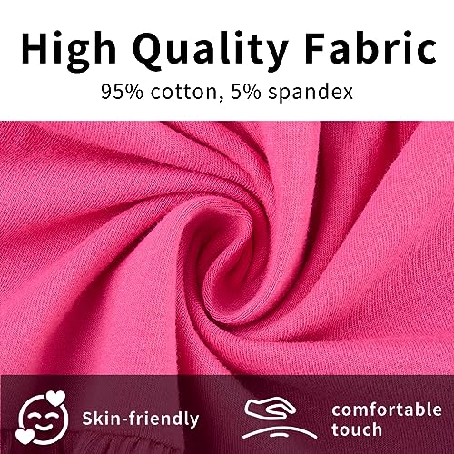 ChicSky Lovely Dress for Girls Plain Long Sleeve Cotton Ruffle Dress Toddler Winter Dresses Casual Tiered Swing Dress Girls 5-6 Years Pink