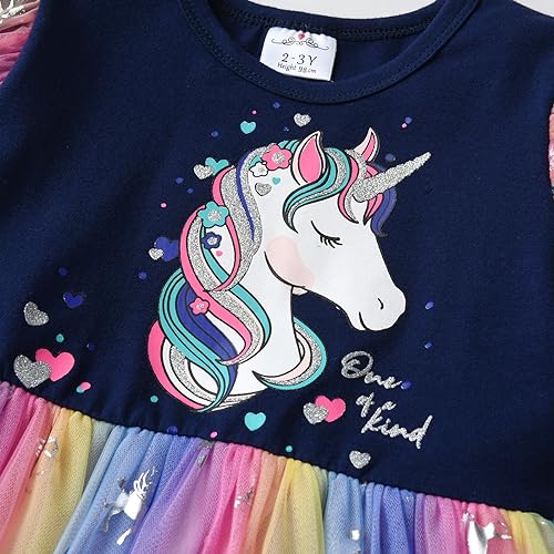 VIKITA Girls Princess Tulle Dresses Long Sleeve Casual Birthday Party Printed Sequins Animal Kids Dress Up Lh4872 9-10Y