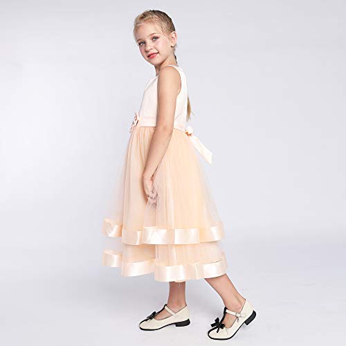 Sunny Fashion Girls Dress Sleeveless Champagne Ball Gown Wedding Party Pageant Age 6 Years