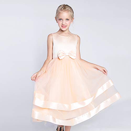 Sunny Fashion Girls Dress Sleeveless Champagne Ball Gown Wedding Party Pageant Age 6 Years