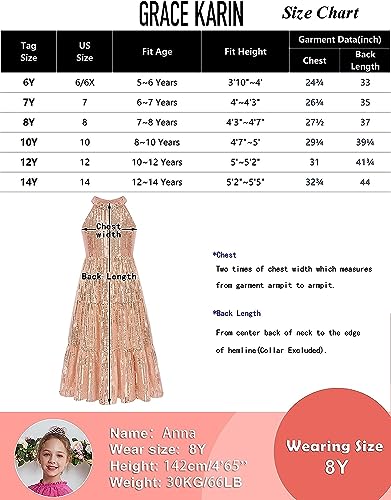 Girls Sparkly Sequin Princess Maxi Ocassion Dresses Halterneck Prom Party Dresses for 7-8 Years Hot Pink