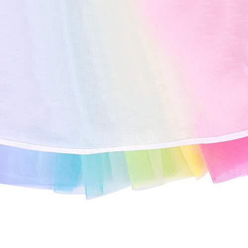 Sunny Fashion Girls Dress Purple Short Sleeve Rainbow Tulle Skirt Birthday Party Age 8 Years