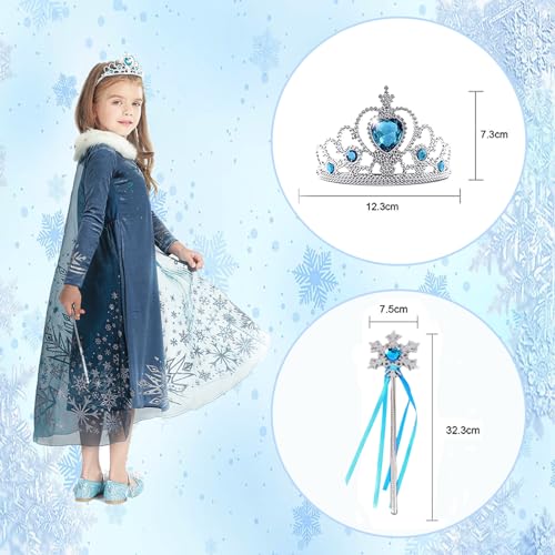 Elsa Costume for Girls Frozen Dresses for Girls Frozen Cosplay Princess Dress up Cape for Kids Fancy Dress for Party Halloween Christmas