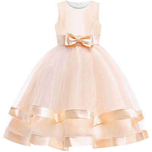 Sunny Fashion Girls Dress Sleeveless Champagne Ball Gown Wedding Party Pageant Age 6 Years