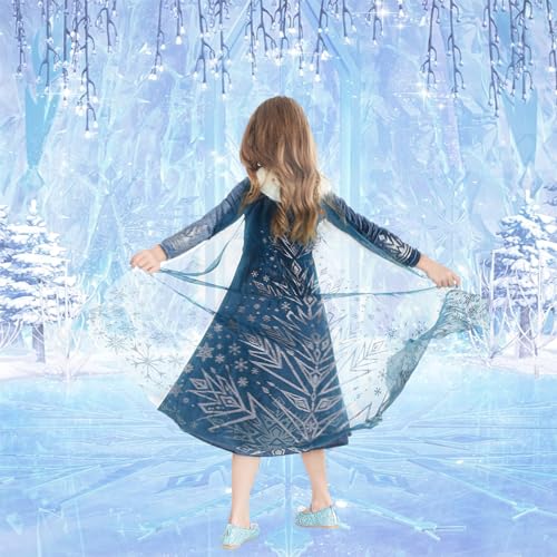 Elsa Costume for Girls Frozen Dresses for Girls Frozen Cosplay Princess Dress up Cape for Kids Fancy Dress for Party Halloween Christmas