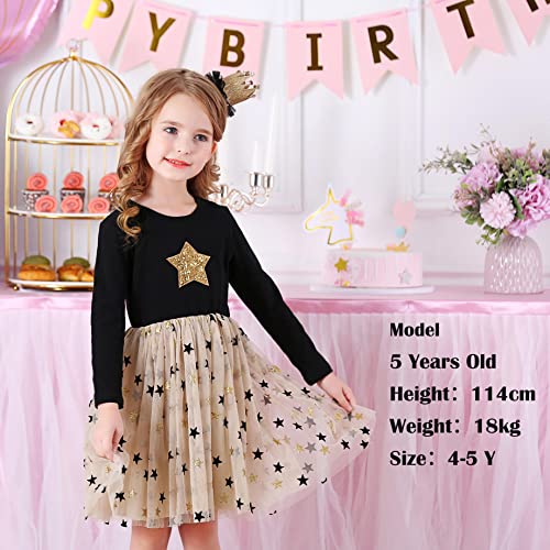 VIKITA Kid Girls Dresses Princess Animal Cartoon Tulle Party Casual Outfits Clothing LH4880star 3-4 Years