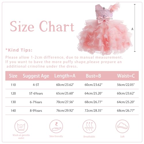 Miipat Girls Dress One-Shoulder Sequins Sleeveless Flower Girl Wedding Bridesmaid Dresses Tutu Ruffles Kids Dress for Party Birthday 140 8-9 Years Purple