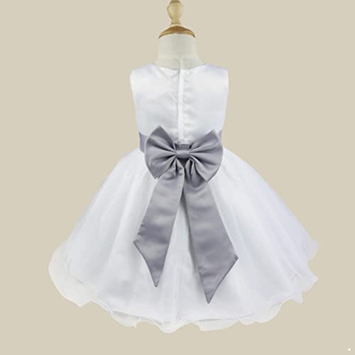iEFiEL Kids Flower Girls Wedding Pageant Bridesmaid Flower Dress Princess Birthday Party Bowknot Prom Dress Ball Gown Grey 2-3 Years