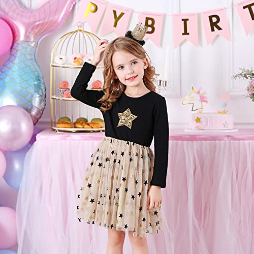 VIKITA Kid Girls Dresses Princess Animal Cartoon Tulle Party Casual Outfits Clothing LH4880star 3-4 Years