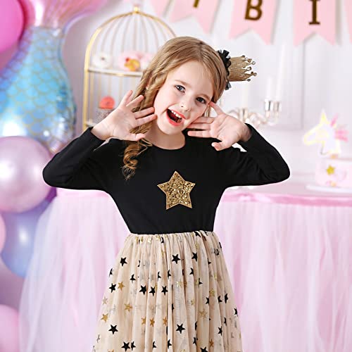 VIKITA Kid Girls Dresses Princess Animal Cartoon Tulle Party Casual Outfits Clothing LH4880star 3-4 Years