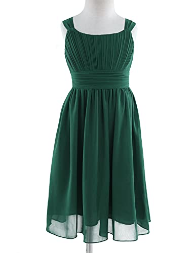 CHICTRY Kids Girls Pleated Waist Chiffon Wedding Bridesmaid Party Dance Prom Flower Dress Green 11-12 Years