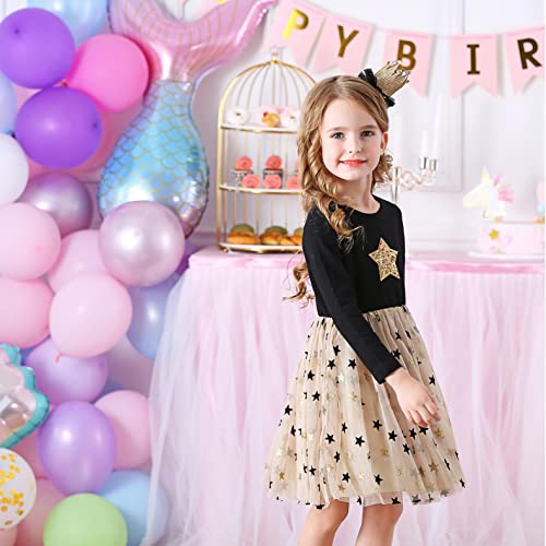 VIKITA Kid Girls Dresses Princess Animal Cartoon Tulle Party Casual Outfits Clothing LH4880star 3-4 Years