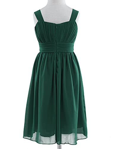 CHICTRY Kids Girls Pleated Waist Chiffon Wedding Bridesmaid Party Dance Prom Flower Dress Green 11-12 Years