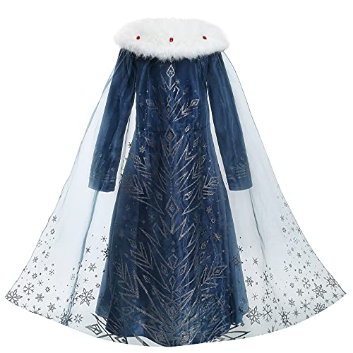 Elsa Costume for Girls Frozen Dresses for Girls Frozen Cosplay Princess Dress up Cape for Kids Fancy Dress for Party Halloween Christmas