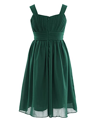 CHICTRY Kids Girls Pleated Waist Chiffon Wedding Bridesmaid Party Dance Prom Flower Dress Green 11-12 Years