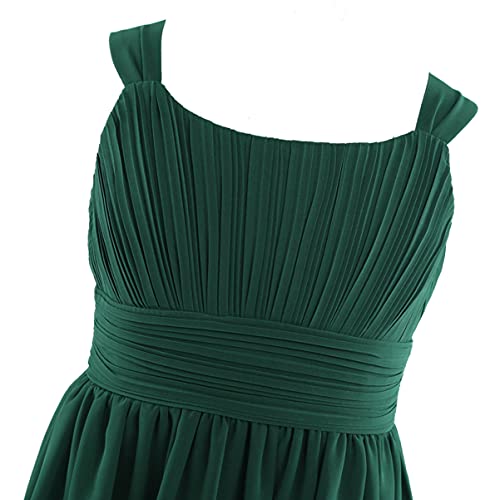 CHICTRY Kids Girls Pleated Waist Chiffon Wedding Bridesmaid Party Dance Prom Flower Dress Green 11-12 Years