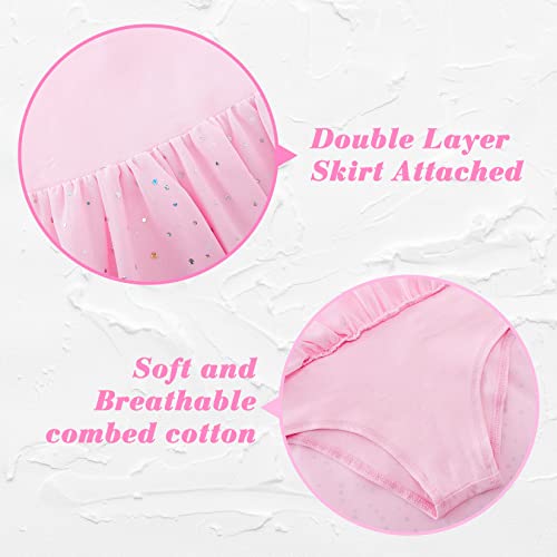 TUONROAD Girls Pink Ballet Dress Gymnastics Athletic Leotards for Kids Short Sleeve Crew Neck Dancewear Ballet Tutu Dresses 4-5 Years,120