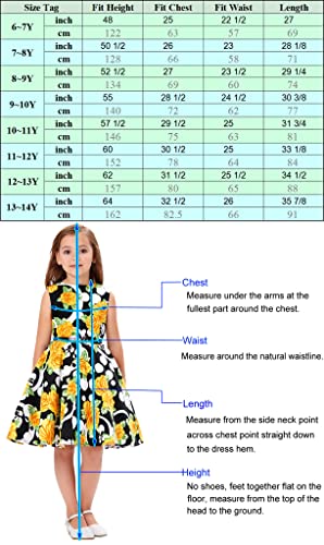 Fashion Girls Dress for Summer Kids Children Crew Neck Princess Party Dress Black 11-12 Years