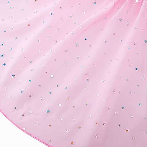 TUONROAD Girls Pink Ballet Dress Gymnastics Athletic Leotards for Kids Short Sleeve Crew Neck Dancewear Ballet Tutu Dresses 4-5 Years,120