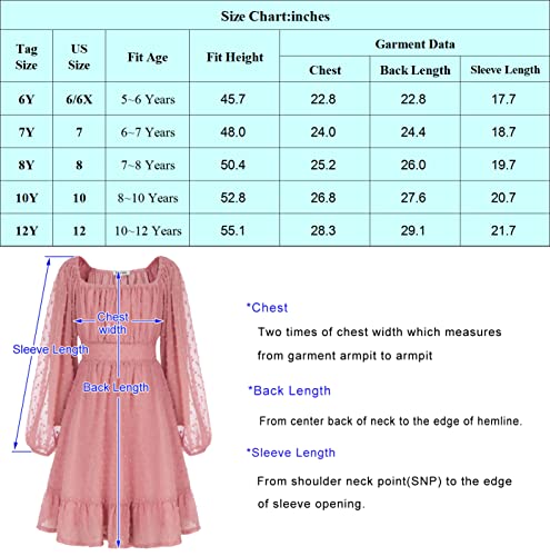 GRACE KARIN Girl Long Sleeve Swiss Dot A Line Casual Dress Casual A-line Princess Dress Wedding Dress Apricot 5-6 Years