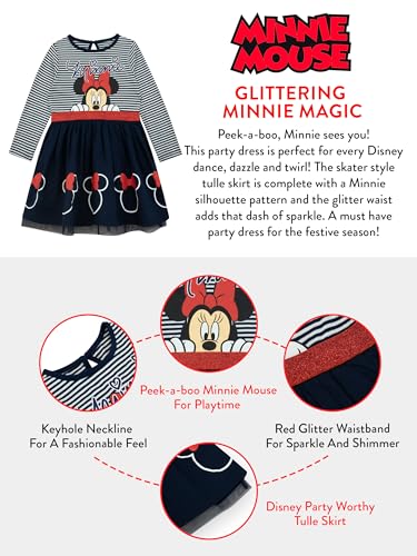 Disney Minnie Mouse Dress | Minnie Mouse Dress for Girls | Girls Long Sleeve Dress | Multicolour 2-3 Years Multicoloured