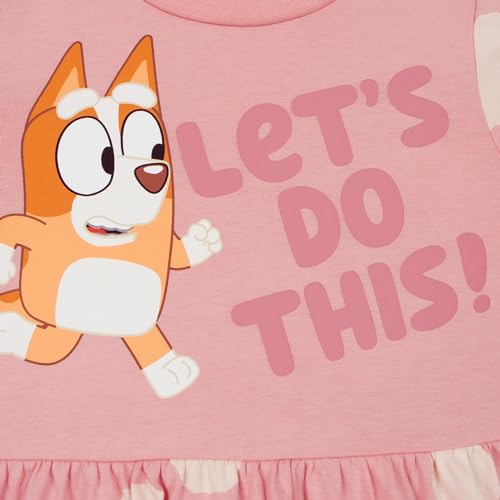 Bluey Dress | Polka Dot Girls Long Sleeve Dress | Cotton Winter Dress for Girls | Pink 4-5 Years