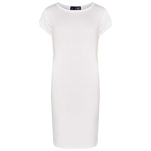 A2Z 4 Kids Girls Bodycon Plain - Midi Dress White 11-12