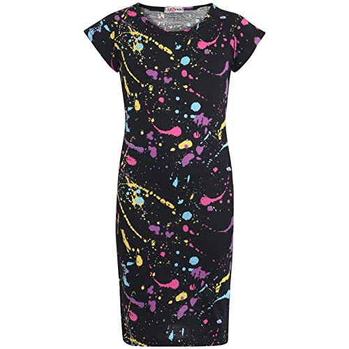 A2Z 4 Kids Girls Crop Top & Legging Designer's Pastel Splash Print Trendy - Splash 240 Midi Dress 11-12
